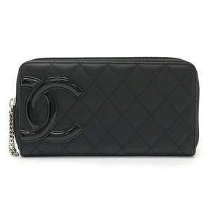 CHANEL Black Leather Logo Wallet